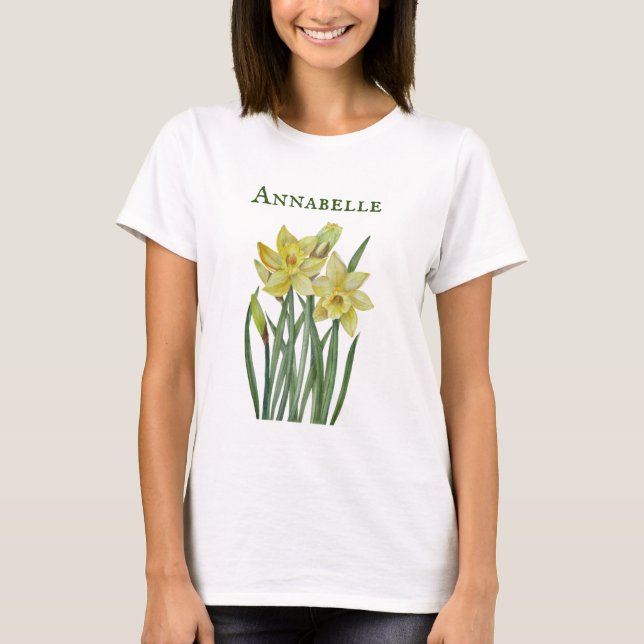 Camiseta Daffodils De Aquarela Ilustração De Retrato De Flo (Frente)