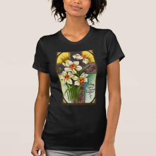 Camiseta Daffodils e páscoa transversal do vintage