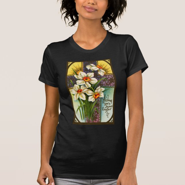 Camiseta Daffodils e páscoa transversal do vintage (Frente)