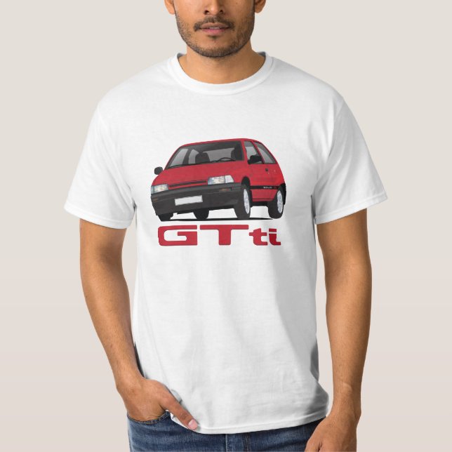 Camiseta Daihatsu Charade GTti Turbo, vermelho com crachá - (Frente)