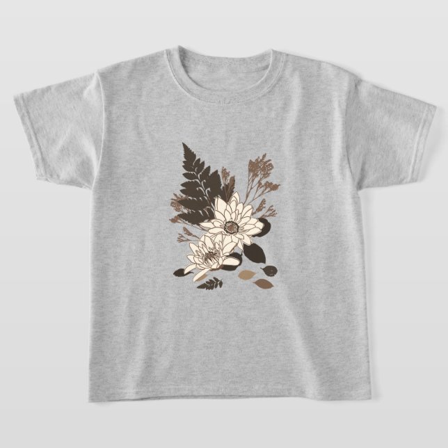 Camiseta Daisies and Leaves - transparente no creme. (Postura )