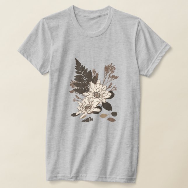 Camiseta Daisies and Leaves - transparente no creme. (Postura )