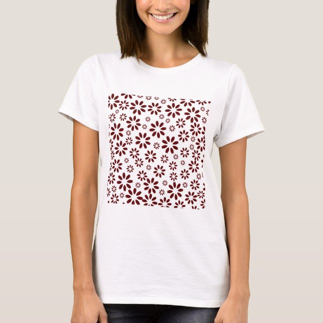 Camiseta Daisies Padrão Simples Na moda Verão Mulheres (Frente)