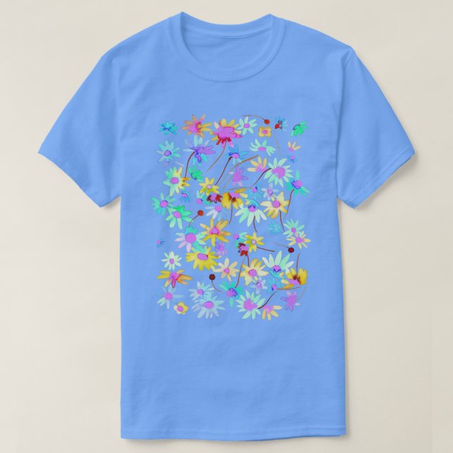 Camiseta Daisies Primavera Countryside Neon (Frente do Design)