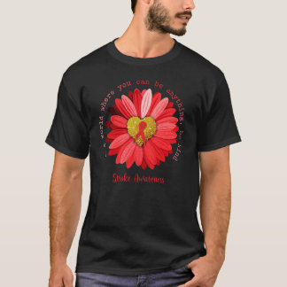 Camiseta Daisy Be Kind Stroke Awareness Red Ribbon