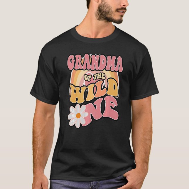 Camiseta Daisy Birthday vovó Wild One Boho primeiro anivers (Frente)