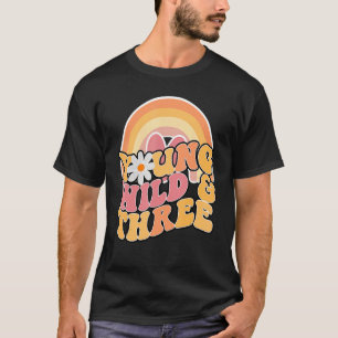 Camiseta Daisy Birthday Young Wild & 3 Boho aniversário de