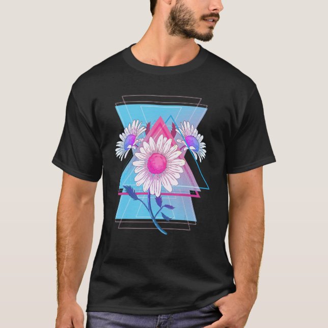 Camiseta Daisy Botanical Garden Vaporwave 90s Daisy Flower (Frente)