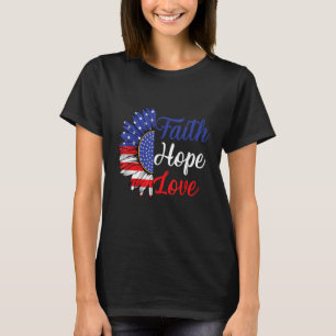 Camiseta Daisy Christians Deus 4 de julho Faith Hope Love B
