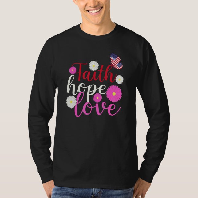 Camiseta Daisy Christians God 4th Of July Faith Hope Love B (Frente)