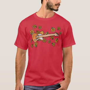 Camiseta Daisy Electric Guitar Art, diversão em laranja e a
