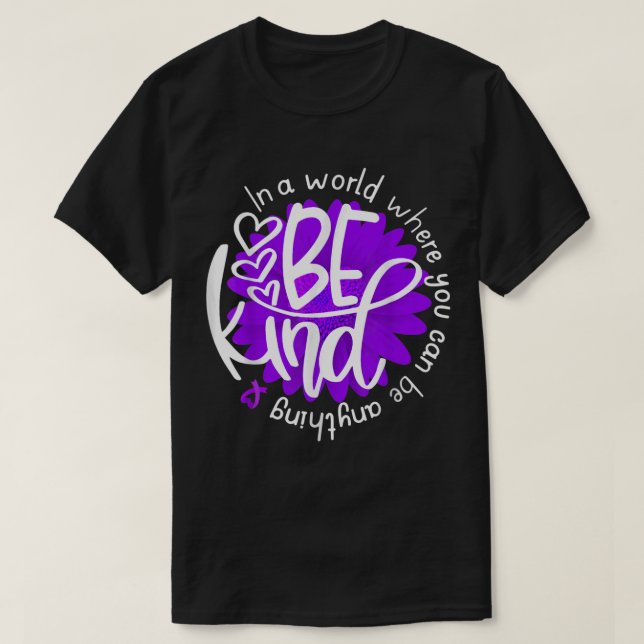 Camiseta Daisy Flower Be Kind Alzheimer Awarness Mês Kin (Frente do Design)