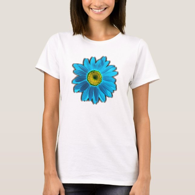 Camiseta Daisy Flower com Petais Azuis (Frente)