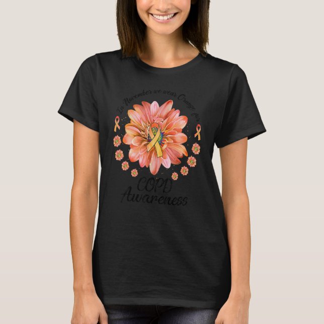 Camiseta Daisy Flower In November We Wear Orange For COPD A (Frente)