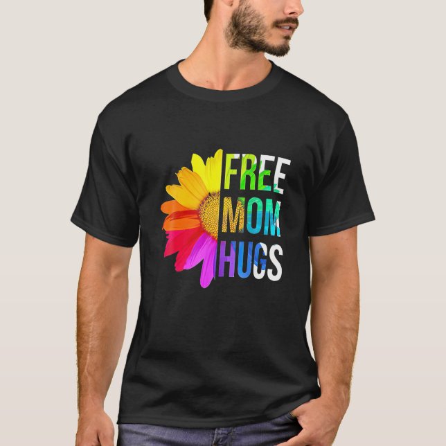 Camiseta Daisy Flower Mãe Abraça Orgulho de Bandeira LGBT d (Frente)