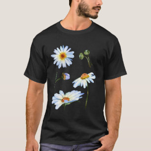 Camiseta Daisy Flower Motif Para Arranjo Botânico Floral