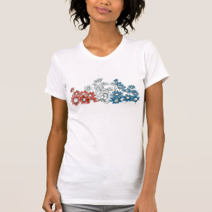 Camiseta Daisy Flower Patriotic 4 de julho Red White Blue