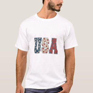 Camiseta Daisy Flower USA Flag 4° do Patriótico de julho