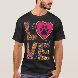 Camiseta Daisy LOVE Letters Animal Paw Prints