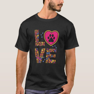 Camiseta Daisy LOVE Letters Animal Paw Prints