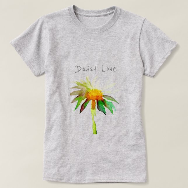 Camiseta Daisy love slogan da moderna aquarela (Frente do Design)