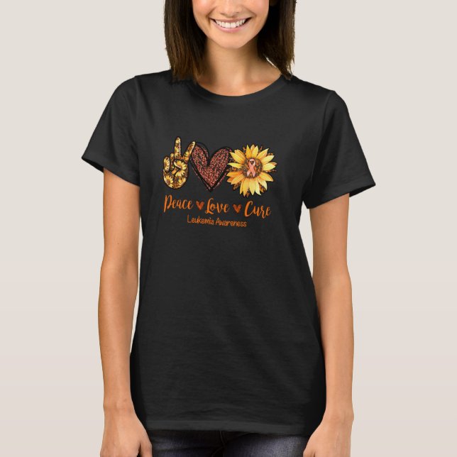 Camiseta Daisy Peace Love Cure Leukemia Consciência (Frente)