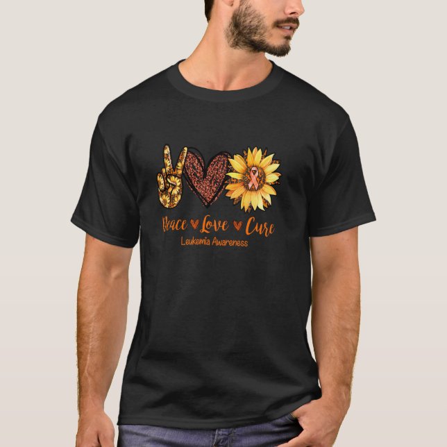 Camiseta Daisy Peace Love Cure Leukemia Consciência (Frente)