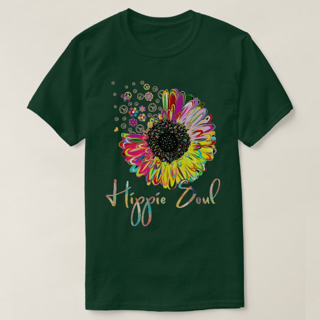 Camiseta Daisy Peace Sign LOVE Hippie Soul Flower Lovers 60 (Frente do Design)