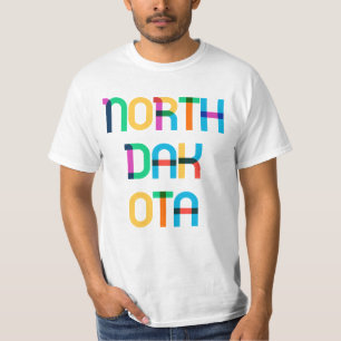 Camiseta Dakota do Norte Vintage Retro Pop Art Colorido 80s