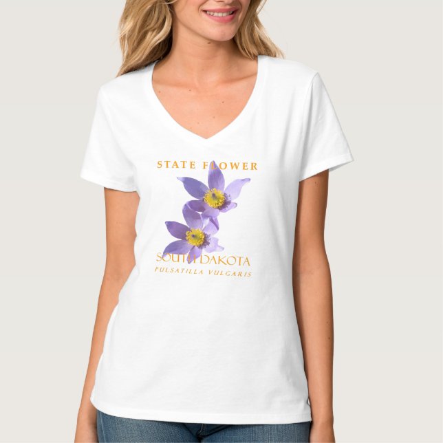 Camiseta Dakota do Sul Flor Pulsatilla vulgaris (Frente)