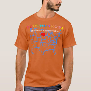 Camiseta Dakota Do Sul USA O Estado Monte Rushmore Com Mapa