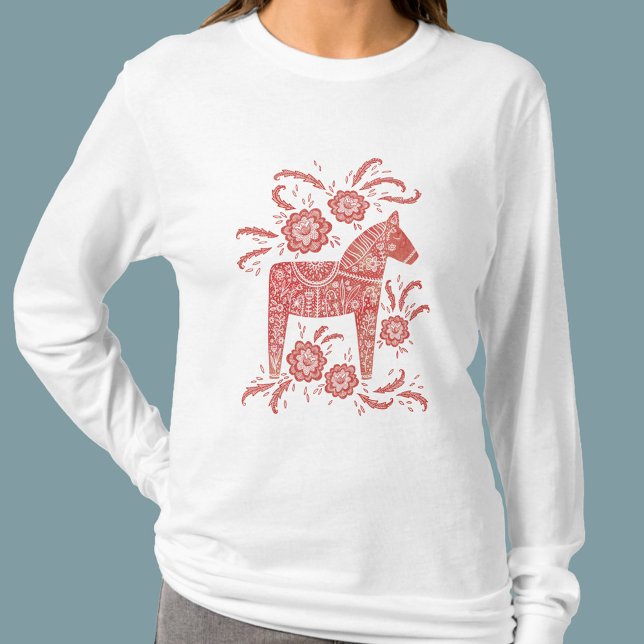 Camiseta Dala Horse Red e White Suecos (Criador carregado)