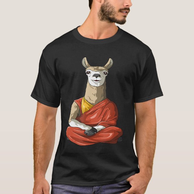 Camiseta Dalai Llama Medita Alpaca Budista Llama Yoga  (Frente)