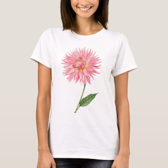 Camiseta Dália cor-de-rosa delicada (Frente)