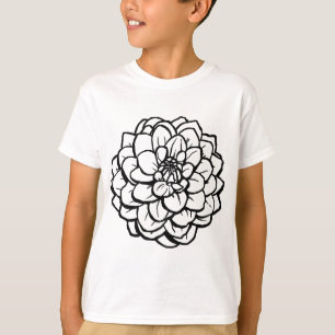 Camiseta Dália grande da caneta e da tinta - preto no