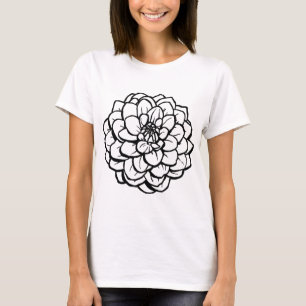 Camiseta Dália grande da caneta e da tinta - preto no