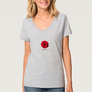 Camiseta Dália vermelha da flor algum texto