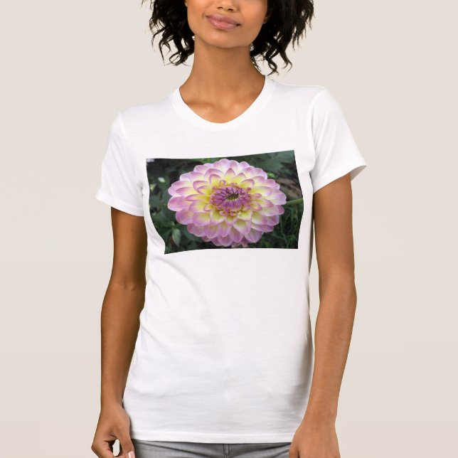 Camiseta Dália vívida do creme da lavanda (Frente)