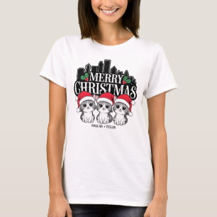Camiseta Dallas City Texas Merry Christmas Cats USA