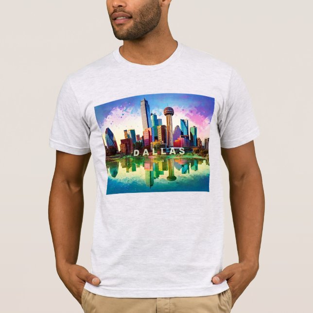 Camiseta Dallas Skyline Grafite Art (Frente)