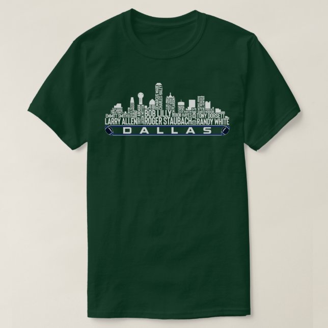 Camiseta Dallas Team All Time Legends Dallas City Skyline (Frente do Design)
