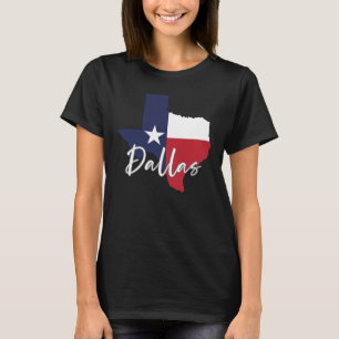Camiseta Dallas, Texas Flag Map Black Women's