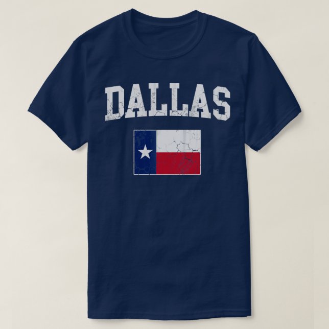 Camiseta Dallas Texas Flag Vintage Fade (Frente do Design)