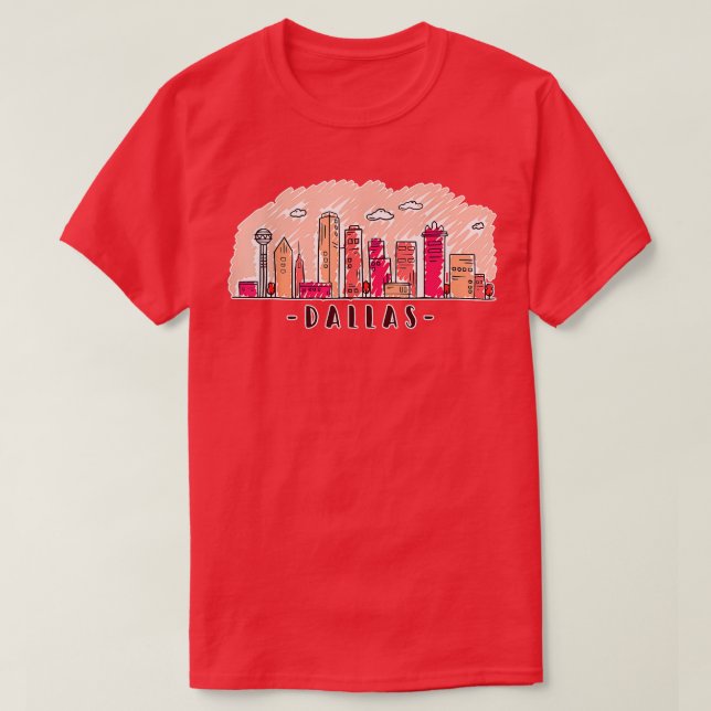 Camiseta Dallas Texas Skyline DFW TX City 4 (Frente do Design)