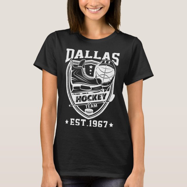 Camiseta Dallas Texas Star Sticks Engraçados Equipe de Hóqu (Frente)