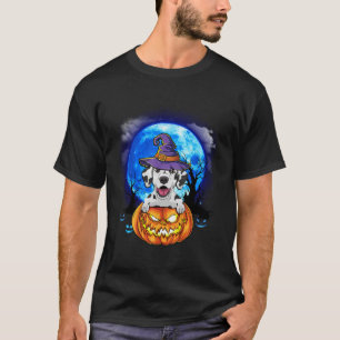 Camiseta Dalmaciana Witold Moon Pumpkin Assustador Cão das