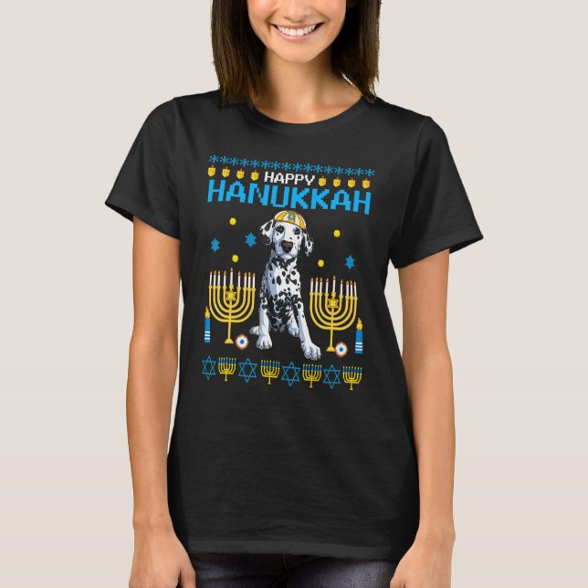 Camiseta Dalmaciano Chanukah Judaish Ugly Hanukkah Sweater  (Frente)