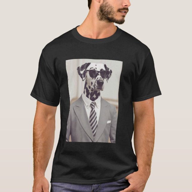 Camiseta Dálmata de Terno Cachorro Engraçado (Frente)