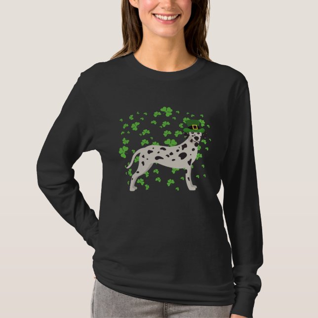 Camiseta Dalmatian Dog Leprechaun Shamrock St Patricks Day (Frente)