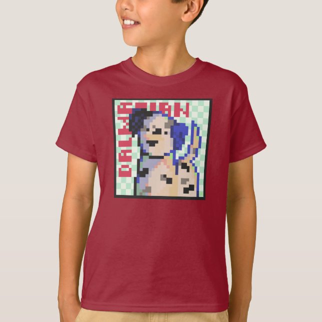 Camiseta Dalmatian Dog, Pixel Art, Pixelart  (Frente)